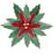 14" Small Green and Red Metal Poinsettia Christmas Wall Hanging
